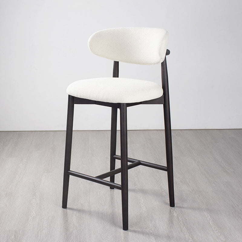 Modern Minimalist Round Upholstered Velvet Solid Wood Bar Stool Curved Backrest For Dining Room