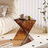 Modern Minimalist Geometric Corner Triangle Marble Glass Wood End Table 1-Tier For Living Room