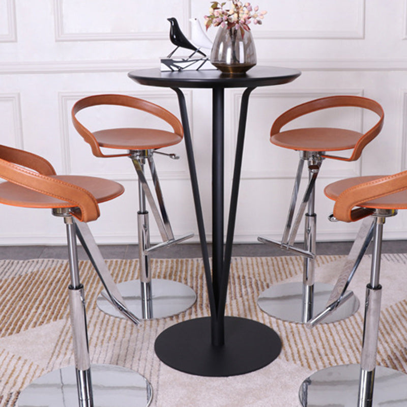 Modern Minimalist Round Iron Steel Plate Bar Table For Dining Room