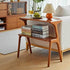 Contemporary Retro Rectangular Beech Rubber Wood Side Table 2-Tier For Living Room