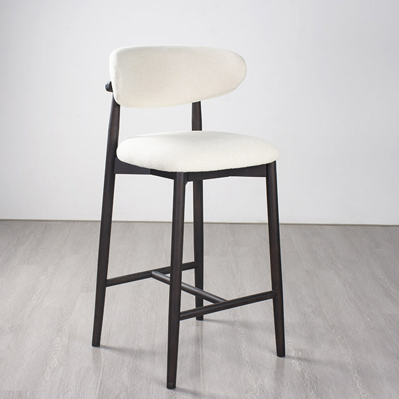 Modern Minimalist Round Upholstered Velvet Solid Wood Bar Stool Curved Backrest For Dining Room