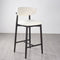 Modern Minimalist Round Upholstered Velvet Solid Wood Bar Stool Curved Backrest For Dining Room