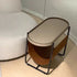 Contemporary Creative Side Oval Iron Leather Side Table 2-Tier For Living Room