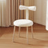 Modern Art Deco Cream Candy Round Fabric Iron Vanity Stool Backrest Armless For Bedroom