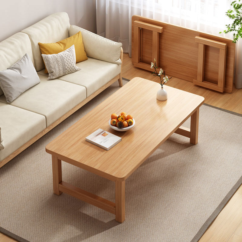 Modern Minimalist Foldable Rectangular Solid Wood Coffee Table For Living Room