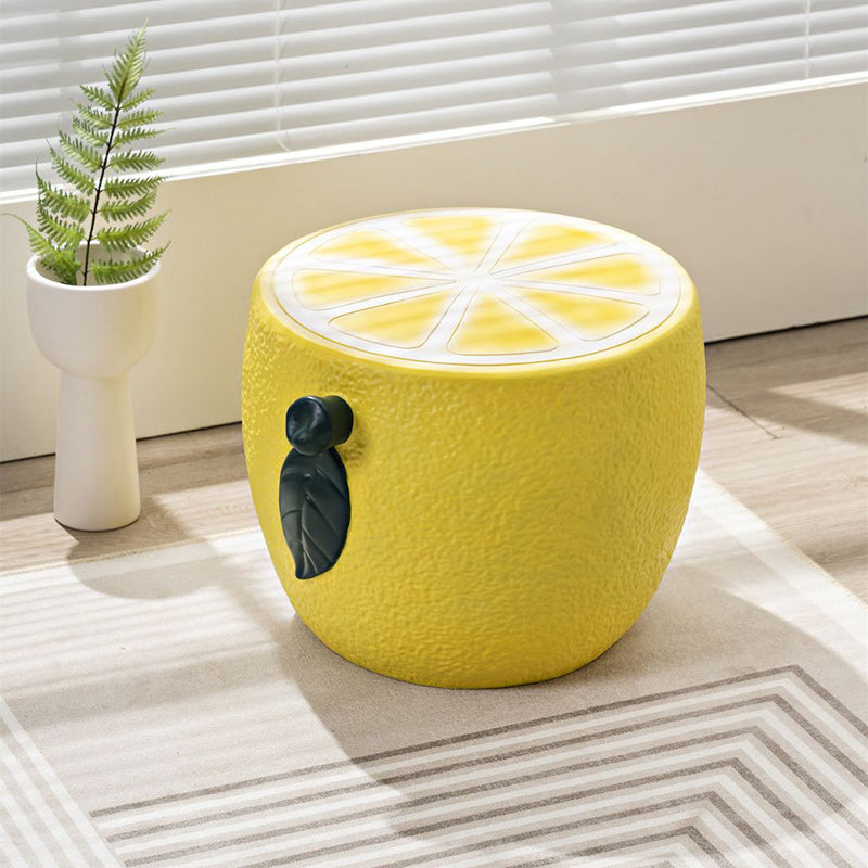 Modern Art Deco Lemon Leaf Round Plastic Chair Backless Armless For Bedroom