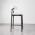 Modern Minimalist Round Upholstered Velvet Solid Wood Bar Stool Curved Backrest For Dining Room