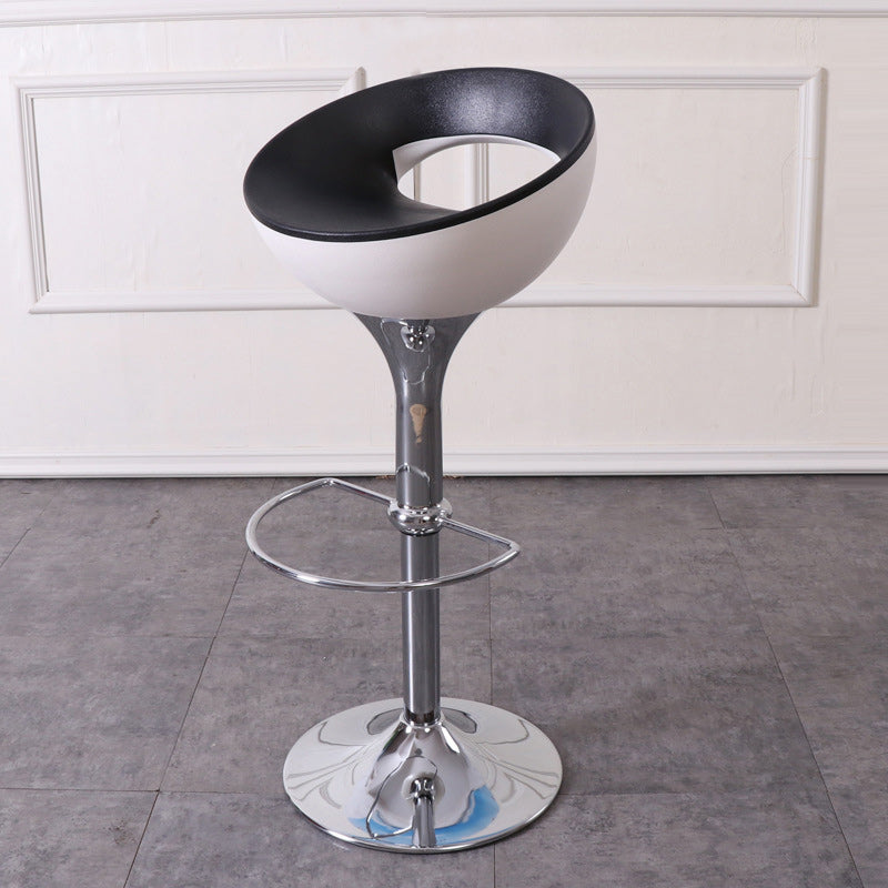 Modern Simplicity Iron ABS Round Bowl Hollowed Bar Stool Footrest Swivel For Kitchen