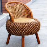 Traditional Vintage Orb Curved Bamboo Rattan Solid Wood Chair Backrest Armless For Living Room