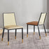 Contemporary Scandinavian Square Bent Leather Bamboo Rattan Dining Chair Backrest Armless For Dining Room