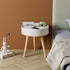 Modern Minimalist Round PP Wood Nightstand Mobile Phone Wireless Charging 1-Storage For Bedside