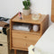 Contemporary Retro Cubic Square Cherry Wood Oak Walnut Nightstand 2-Drawer For Bedside