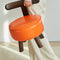 Contemporary Creative Round Wood PVC Footstool Backrest Armless For Living Room
