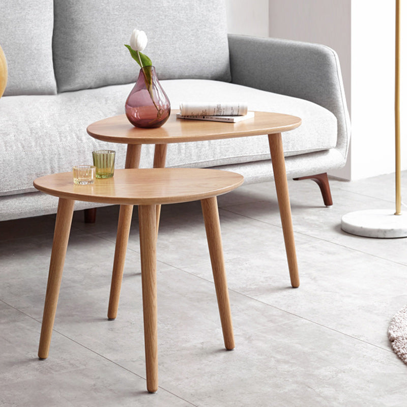 Contemporary Japanese Oval Wood Side Table 1-Tier For Living Room