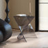 Modern Minimalist Geometric Corner Triangle Marble Glass Wood End Table 1-Tier For Living Room