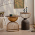 Traditional Vintage Round Half Column Wood Metal Coffee Table 1-Tier For Living Room
