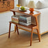 Contemporary Retro Rectangular Beech Rubber Wood Side Table 2-Tier For Living Room