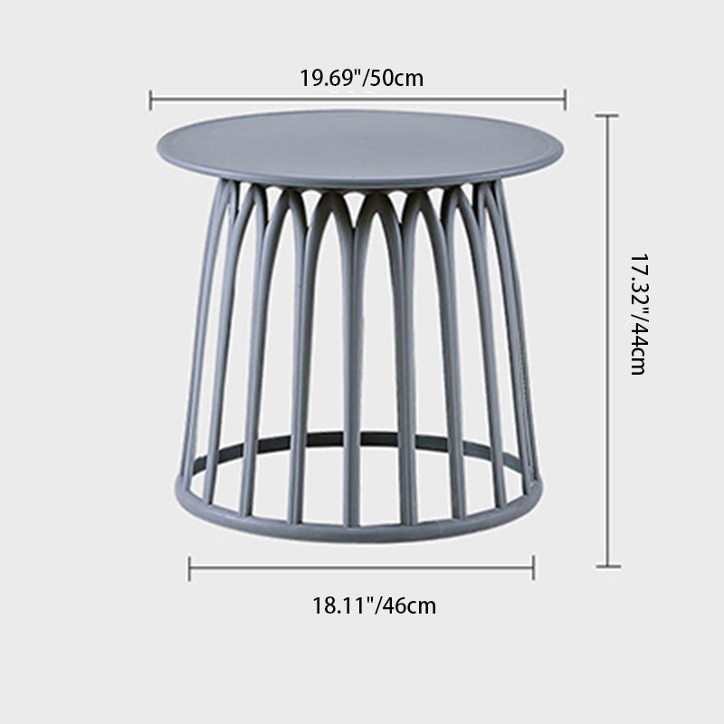 Contemporary Scandinavian Round Skeleton Column PP Side Table 1-Tier For Living Room