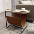 Contemporary Creative Side Oval Iron Leather Side Table 2-Tier For Living Room