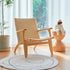 Contemporary Scandinavian Rectangular Wood Rattan Chair Backrest Armrest For Living Room