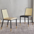 Contemporary Scandinavian Square Bent Leather Bamboo Rattan Dining Chair Backrest Armless For Dining Room