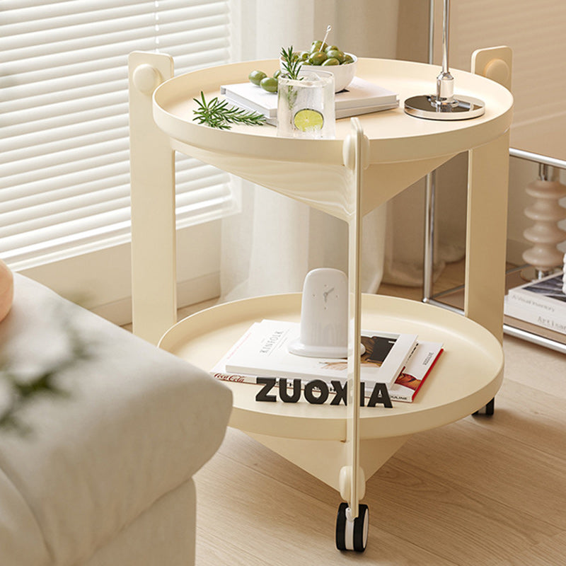 Contemporary Creative Removable Round Acrylic Plastic End Table 2-Tier For Living Room