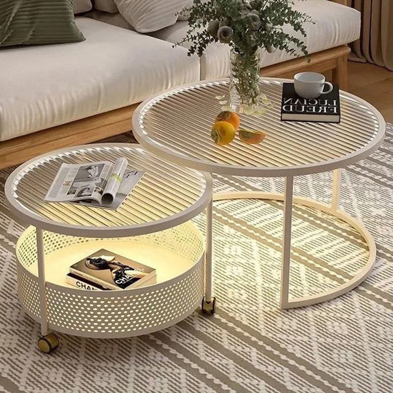 Modern Minimalist Removable Round Glass Metal End Table 3-Tier For Living Room