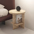 Contemporary Nordic Round Crossed Base Travertine Chrysoprase Side Table 2-Shelf For Bedside