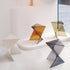 Modern Minimalist Geometric Corner Triangle Marble Glass Wood End Table 1-Tier For Living Room