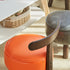 Contemporary Creative Round Wood PVC Footstool Backrest Armless For Living Room