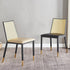 Contemporary Scandinavian Square Bent Leather Bamboo Rattan Dining Chair Backrest Armless For Dining Room