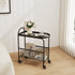 Contemporary Creative Rectangular Iron Glass End Table 2-Tier For Living Room