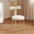 Modern Art Deco Cream Candy Round Fabric Iron Vanity Stool Backrest Armless For Bedroom