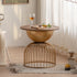 Traditional Vintage Round Half Column Wood Metal Coffee Table 1-Tier For Living Room