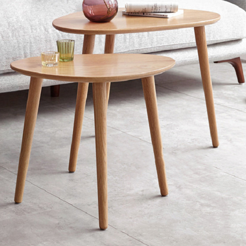 Contemporary Japanese Oval Wood Side Table 1-Tier For Living Room