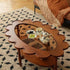 Traditional Vintage Elliptical Flower Wood Glass Coffee Table 2-Tier For Living Room