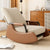 Modern Simplicity Corduroy Cotton Sponge Leather Wood Carbon Steel Square Recliner Foldable Backrest Footrest For Bedroom