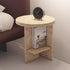 Contemporary Nordic Round Crossed Base Travertine Chrysoprase Side Table 2-Shelf For Bedside