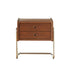 Traditional Vintage Rectangular Wood Stainless Steel End Table 2-Drawer For Living Room
