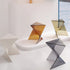 Modern Minimalist Geometric Corner Triangle Marble Glass Wood End Table 1-Tier For Living Room