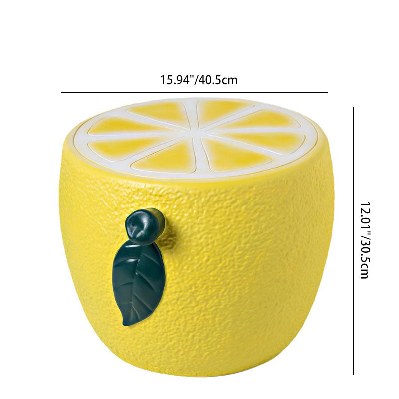 Modern Art Deco Lemon Leaf Round Plastic Chair Backless Armless For Bedroom