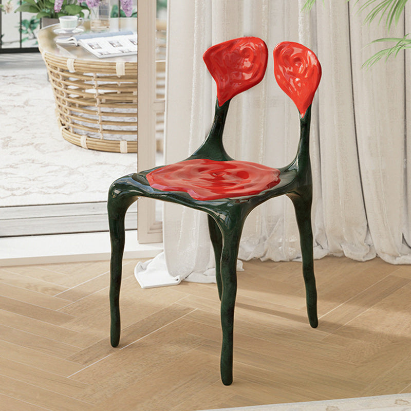 Modern Art Deco Rose Square FRP Composite Dining Chair Backrest Armless For Dining Room