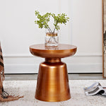 Contemporary Scandinavian Round Disc Column Fiberglass End Table 1-Tier For Living Room