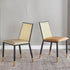 Contemporary Scandinavian Square Bent Leather Bamboo Rattan Dining Chair Backrest Armless For Dining Room