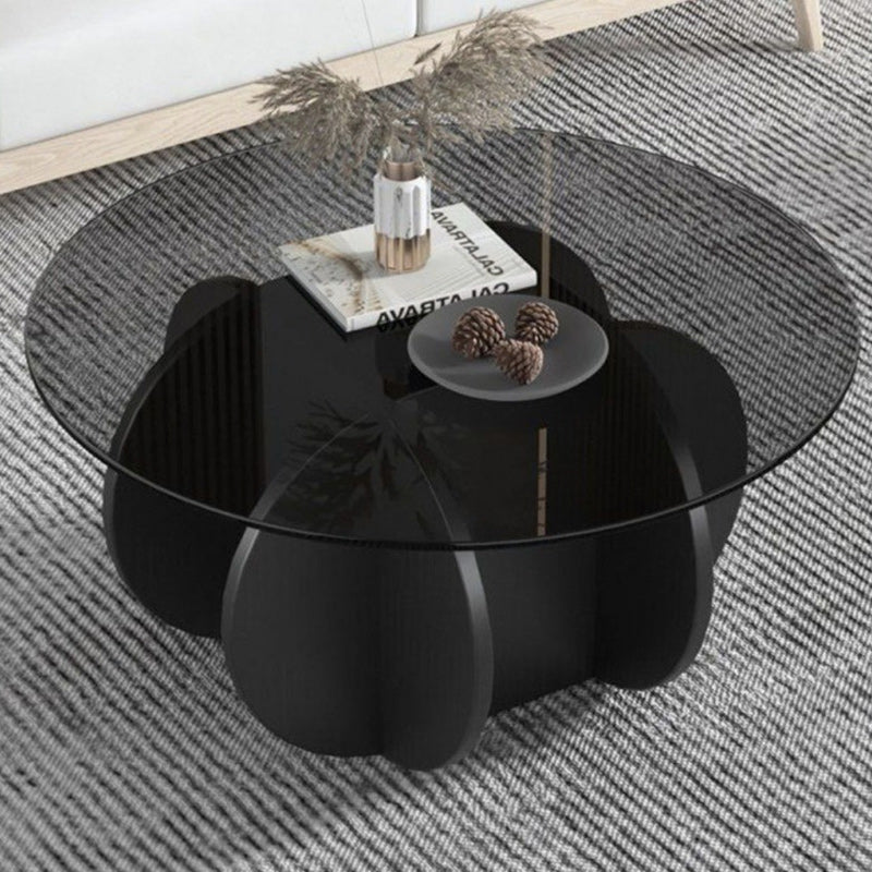 Modern Luxury Round Oval Cross Base Glass Plank Coffee Table For Living Room