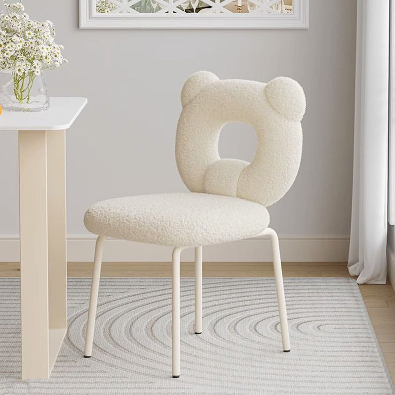 Contemporary Creative Square Iron Wool Vanity Stool Backrest Armless For Bedroom