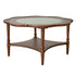 Contemporary Retro Flower Round Wood Glass Coffee Table 2-Tier For Living Room