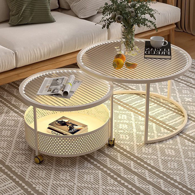 Modern Minimalist Removable Round Glass Metal End Table 3-Tier For Living Room