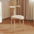 Modern Art Deco Cream Candy Round Fabric Iron Vanity Stool Backrest Armless For Bedroom