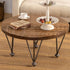 Traditional Rustic Round Density Plate Solid Wood Iron Coffee Table For Living Room
